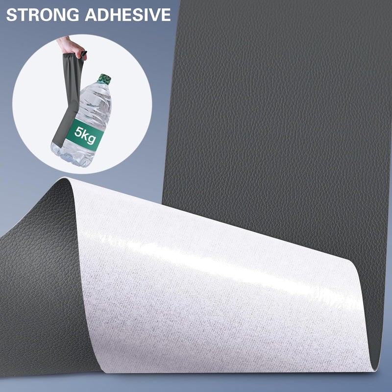 Yikda Self Adhesive Leather Repair Patch Kit, 35 in x 79 in Large Vinyl Leather Repair Tape for Furniture, Car Seat, Couch, Sofa, Chair Dark Grey - Image 4
